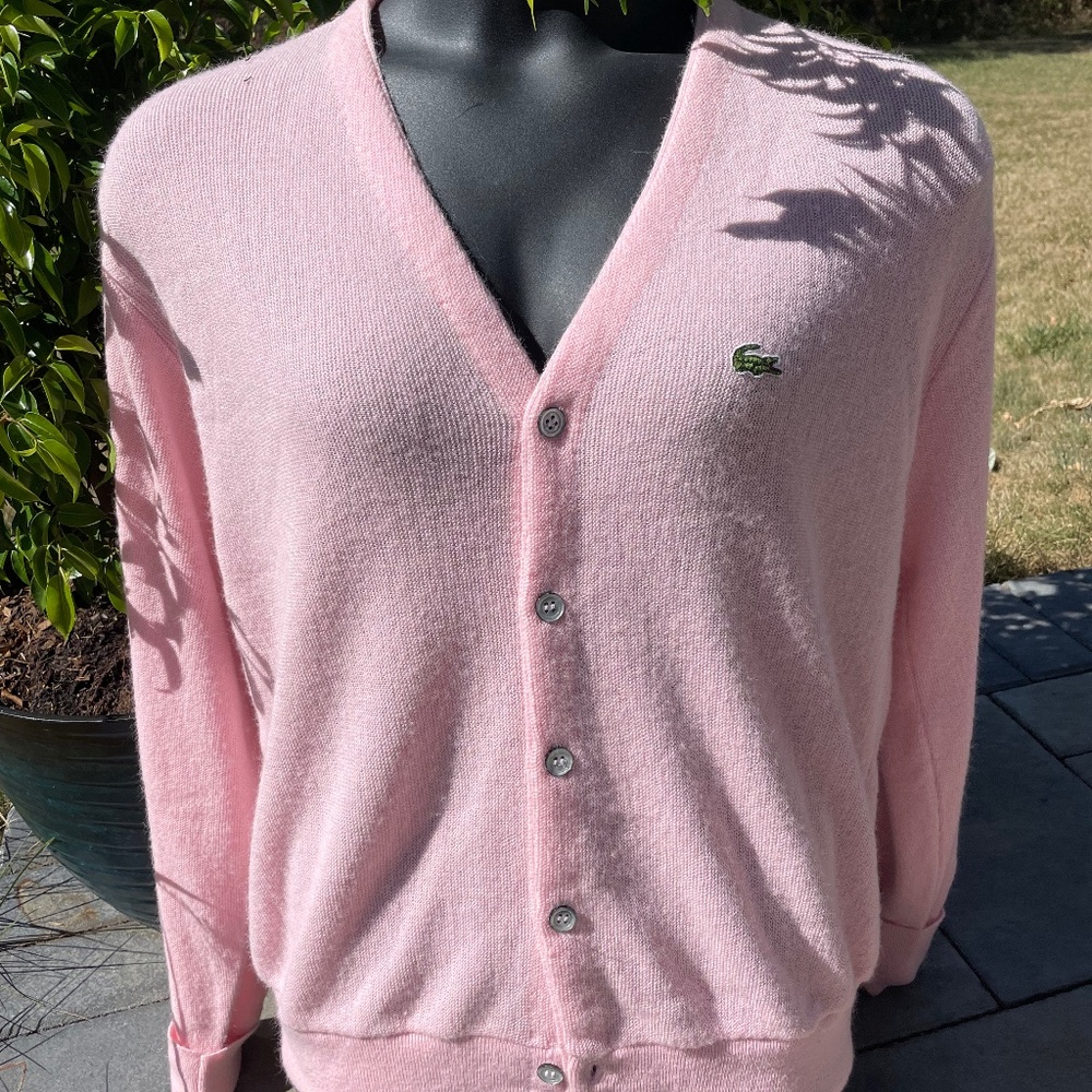 Vintage Pink Izod Lacoste Cardigan Size Large
